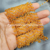 Orange Carnelian Rosary Chain, Rondelle Beads Chain, Gold Plated Chain, DIY Jewelry Making Supply, 3-3.5mm Bead Size – SELLING BY FOOT